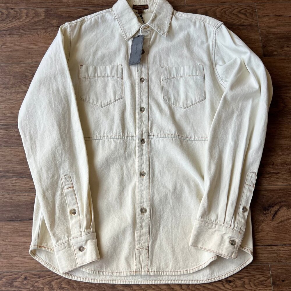 Richard Chai Bleached Button Down Shirt Double Pocket Cotton Size S NWT - Picture 1 of 7
